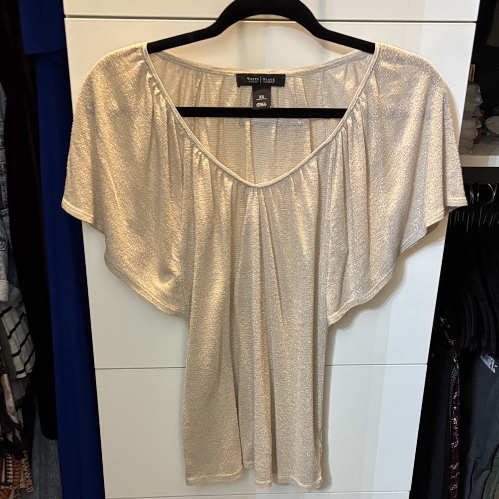 White House Black Market Shimmering Gold Blouse